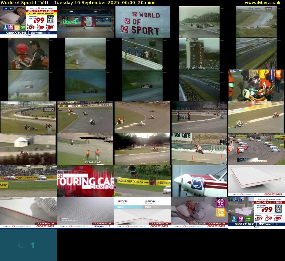 World of Sport (ITV4) Tuesday 16 September 2025 06:00 - 06:20