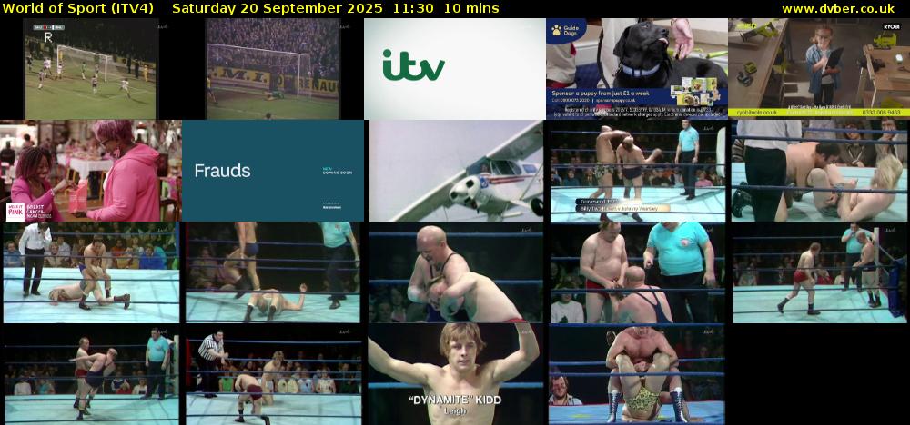 World of Sport (ITV4) Saturday 20 September 2025 11:30 - 11:40
