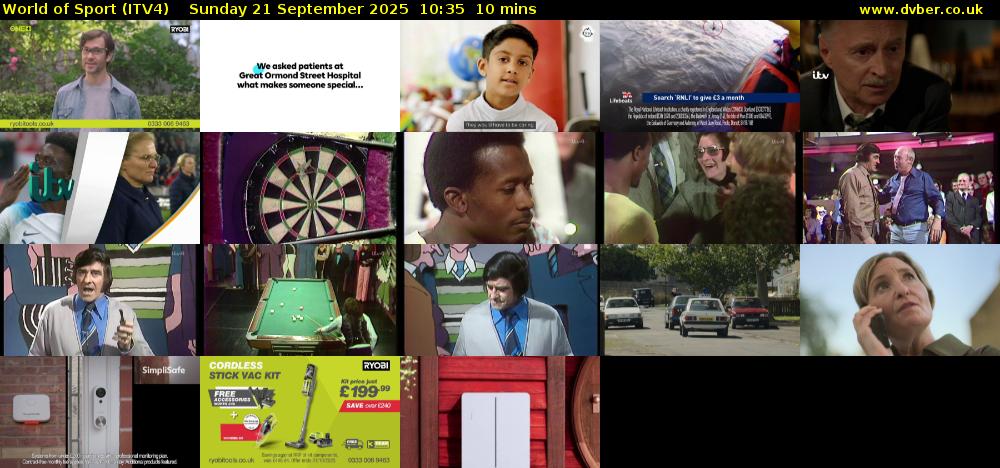 World of Sport (ITV4) Sunday 21 September 2025 10:35 - 10:45