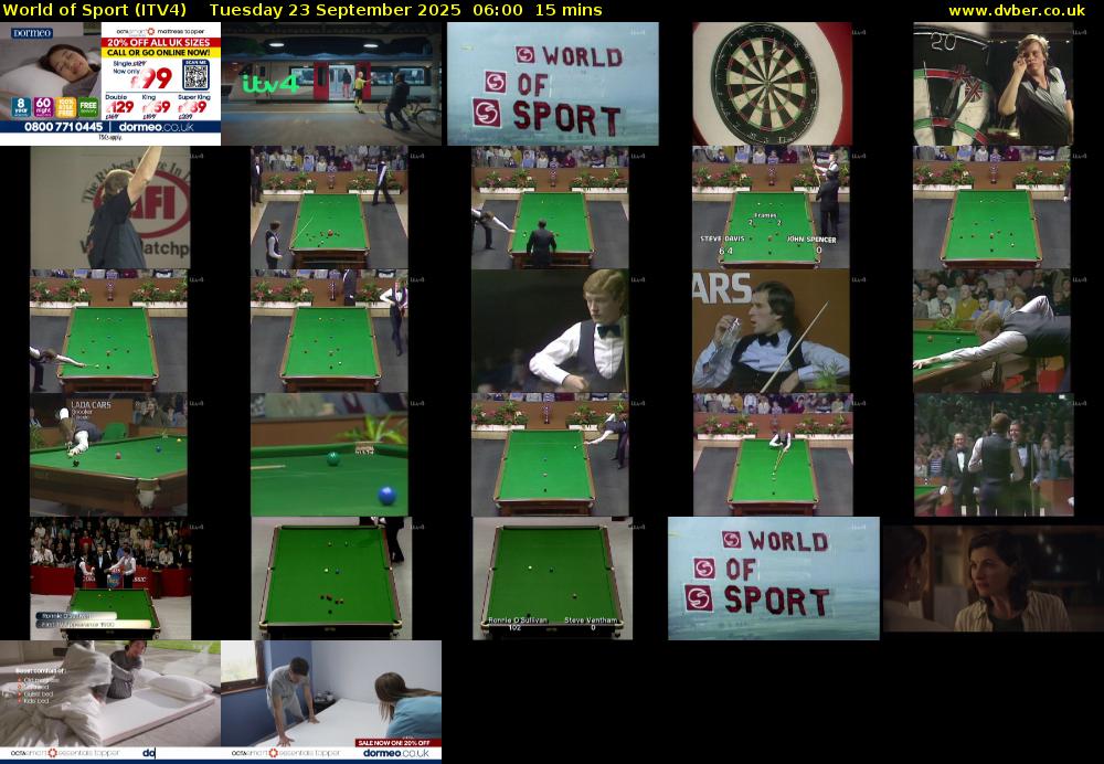 World of Sport (ITV4) Tuesday 23 September 2025 06:00 - 06:15