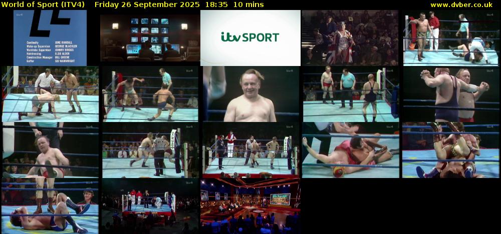 World of Sport (ITV4) Friday 26 September 2025 18:35 - 18:45