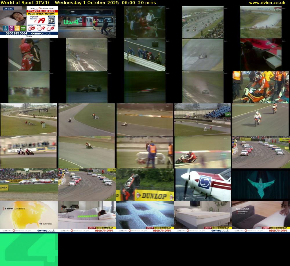 World of Sport (ITV4) Wednesday 1 October 2025 06:00 - 06:20