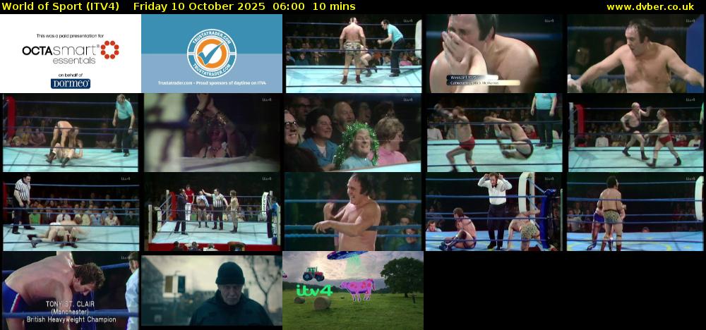 World of Sport (ITV4) Friday 10 October 2025 06:00 - 06:10