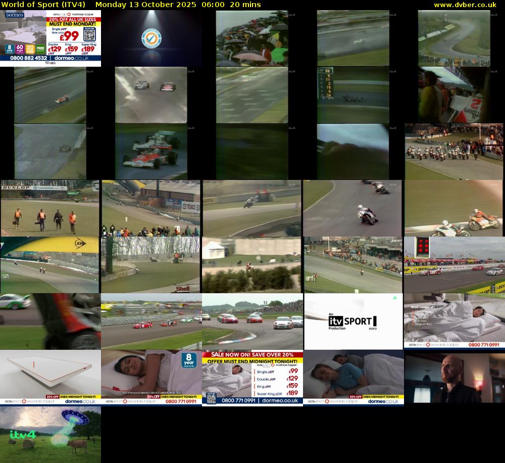 World of Sport (ITV4) Monday 13 October 2025 06:00 - 06:20
