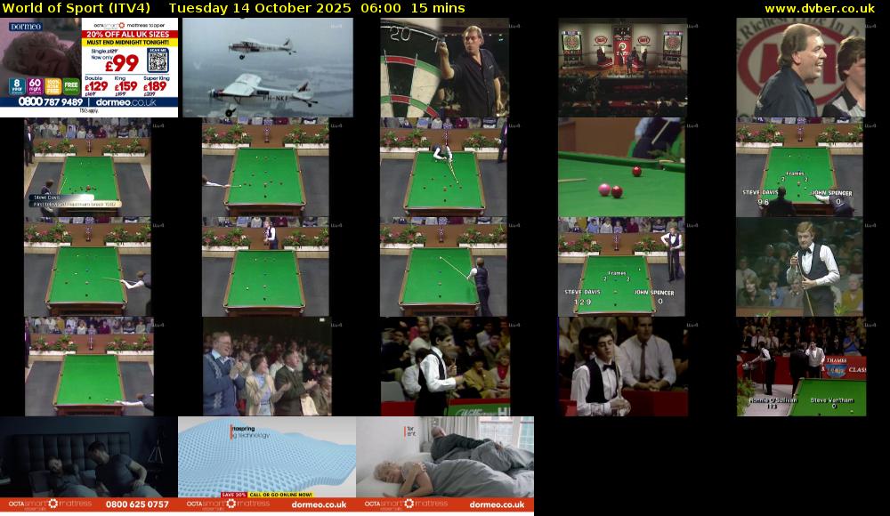 World of Sport (ITV4) Tuesday 14 October 2025 06:00 - 06:15