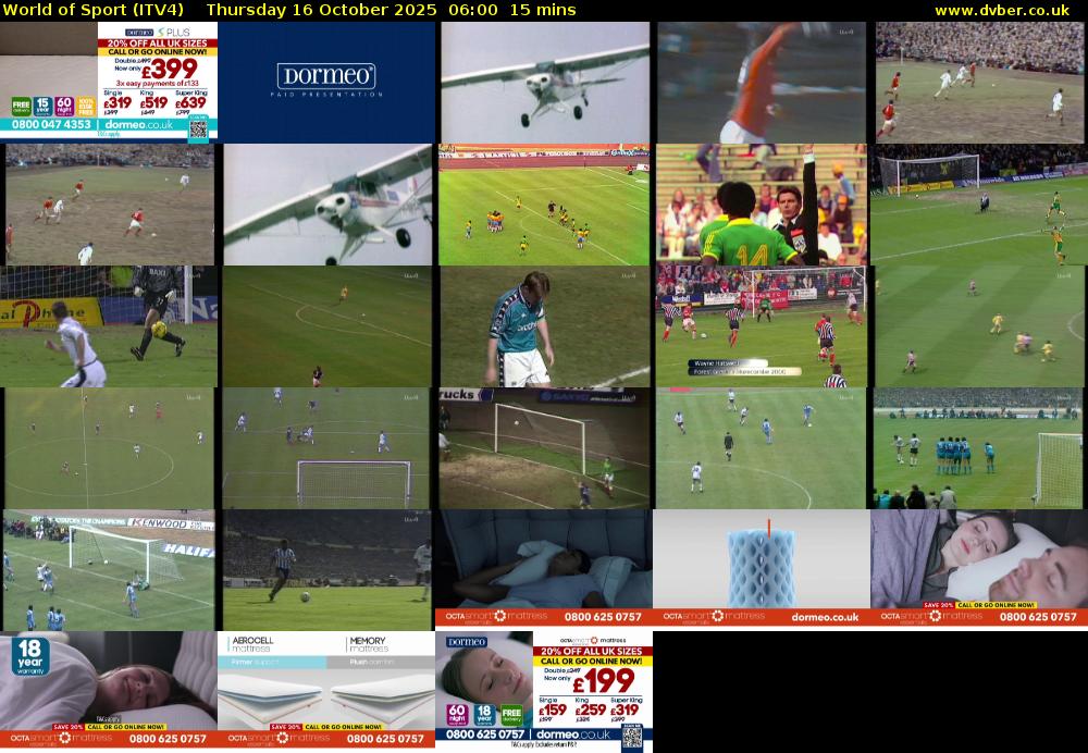 World of Sport (ITV4) Thursday 16 October 2025 06:00 - 06:15
