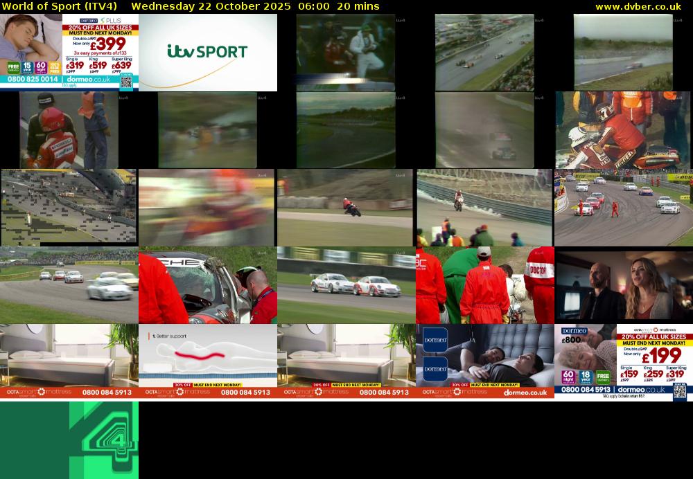 World of Sport (ITV4) Wednesday 22 October 2025 06:00 - 06:20