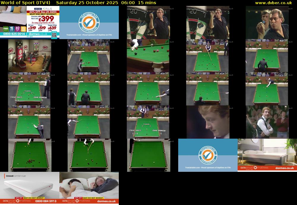 World of Sport (ITV4) Saturday 25 October 2025 06:00 - 06:15