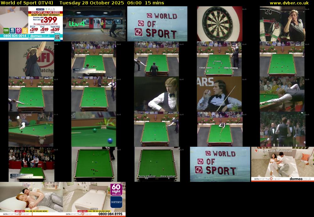 World of Sport (ITV4) Tuesday 28 October 2025 06:00 - 06:15