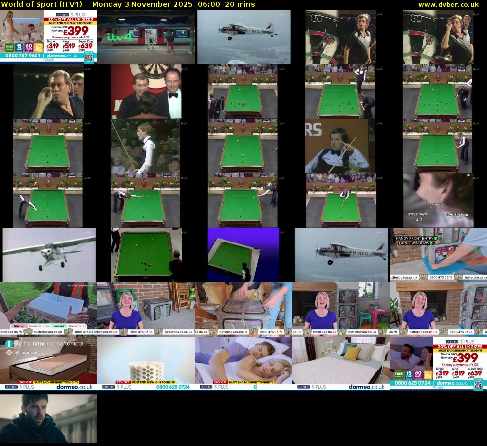 World of Sport (ITV4) Monday 3 November 2025 06:00 - 06:20