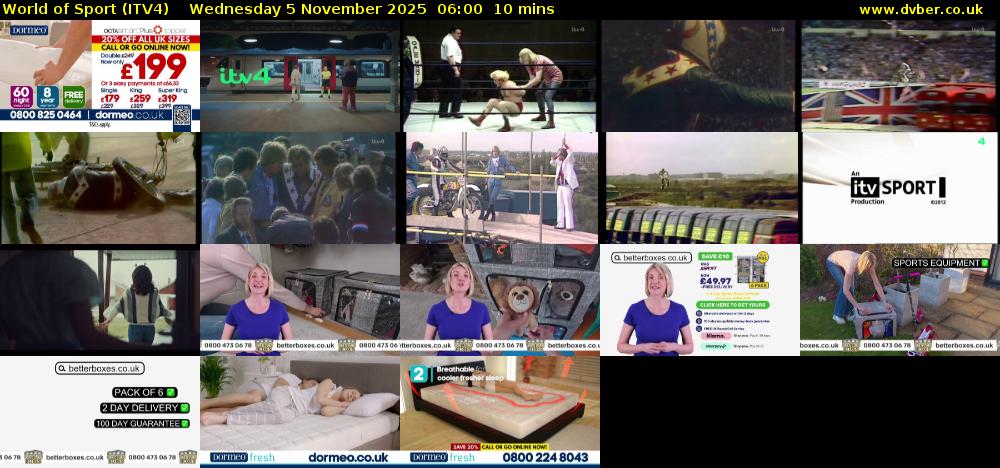 World of Sport (ITV4) Wednesday 5 November 2025 06:00 - 06:10