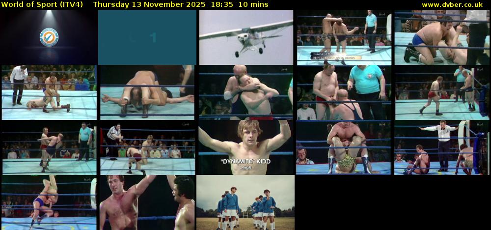 World of Sport (ITV4) Thursday 13 November 2025 18:35 - 18:45