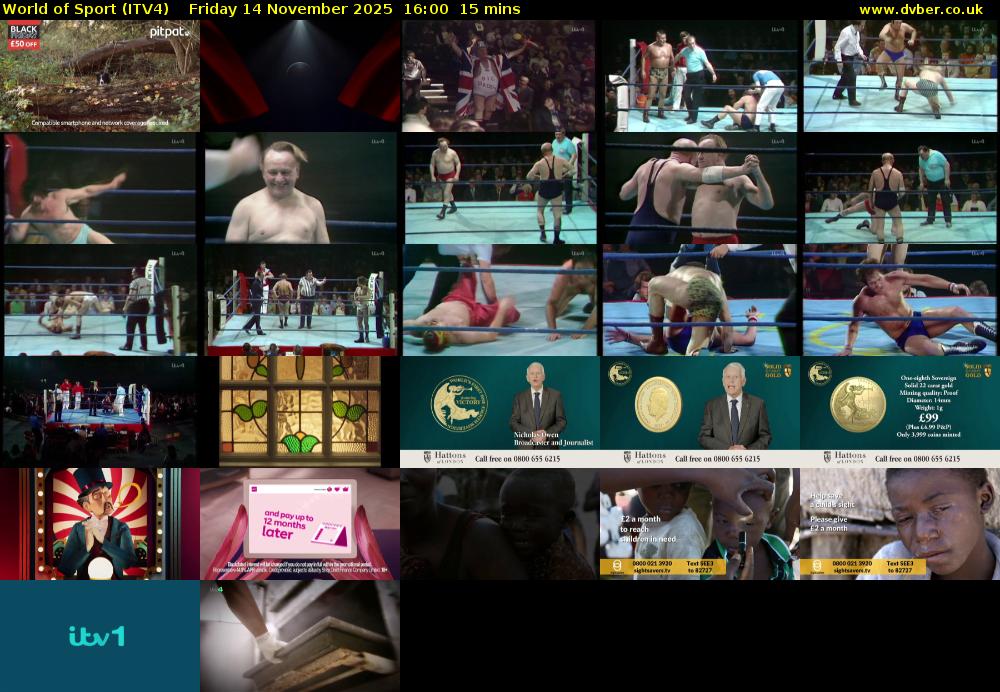 World of Sport (ITV4) Friday 14 November 2025 16:00 - 16:15