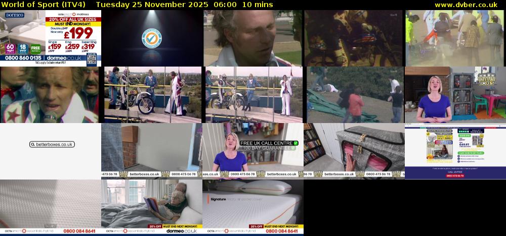 World of Sport (ITV4) Tuesday 25 November 2025 06:00 - 06:10