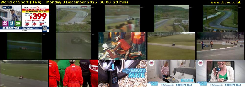 World of Sport (ITV4) Monday 8 December 2025 06:00 - 06:20