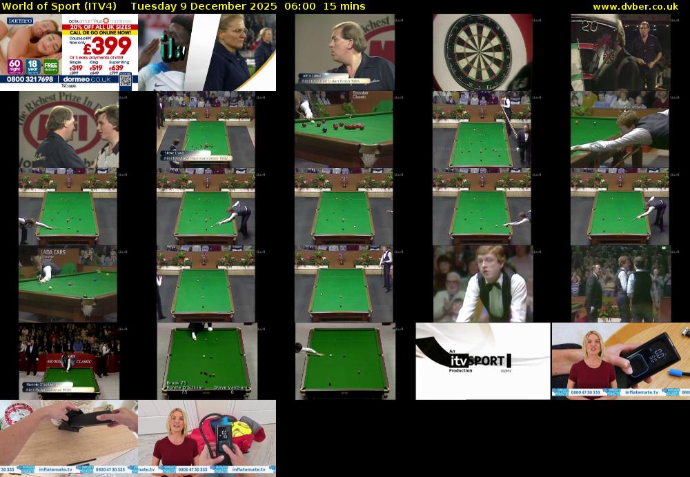 World of Sport (ITV4) Tuesday 9 December 2025 06:00 - 06:15
