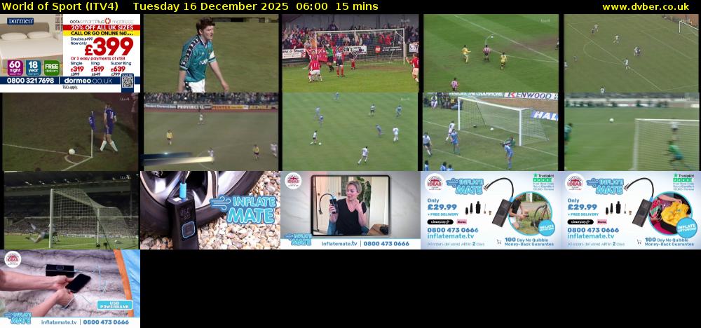 World of Sport (ITV4) Tuesday 16 December 2025 06:00 - 06:15