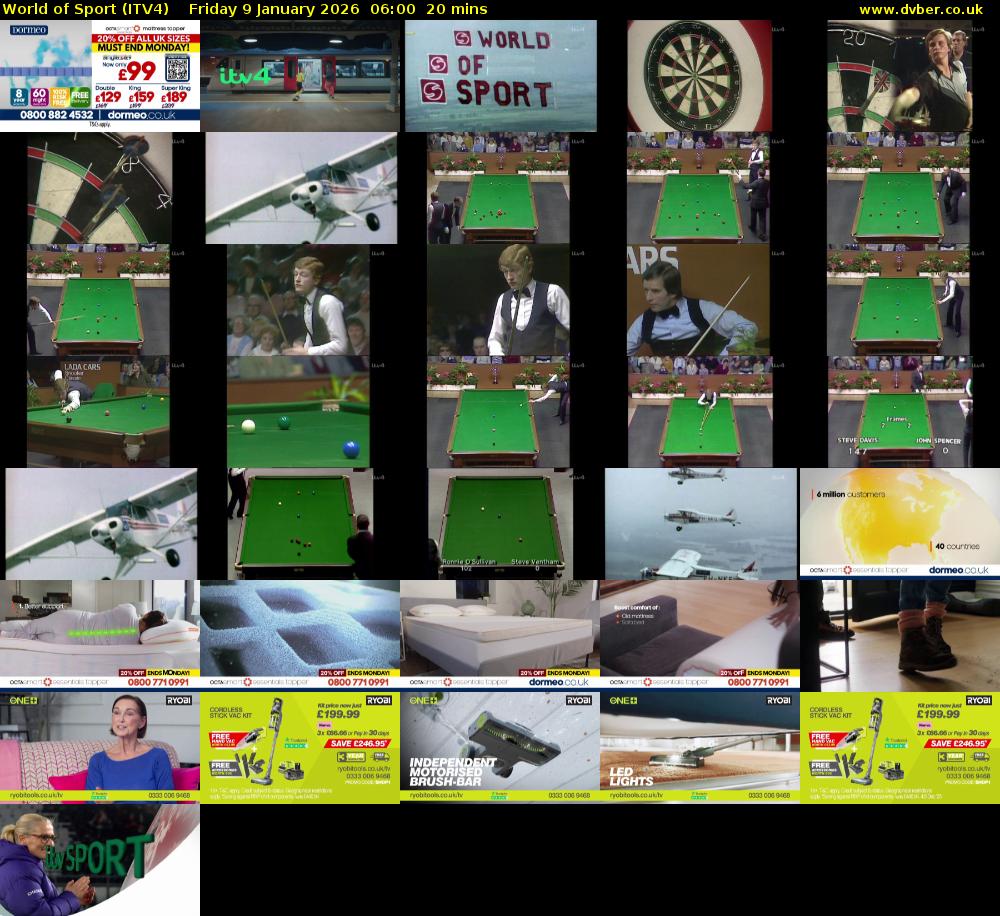 World of Sport (ITV4) Friday 9 January 2026 06:00 - 06:20