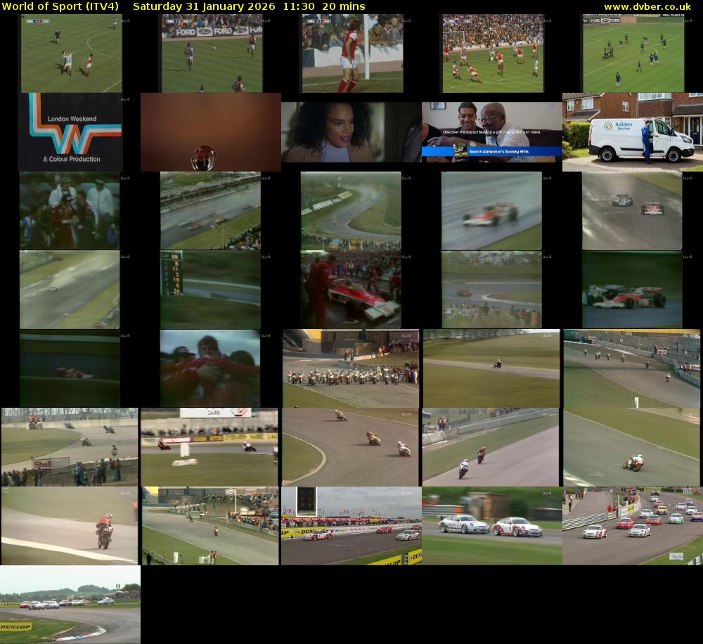 World of Sport (ITV4) Saturday 31 January 2026 11:30 - 11:50