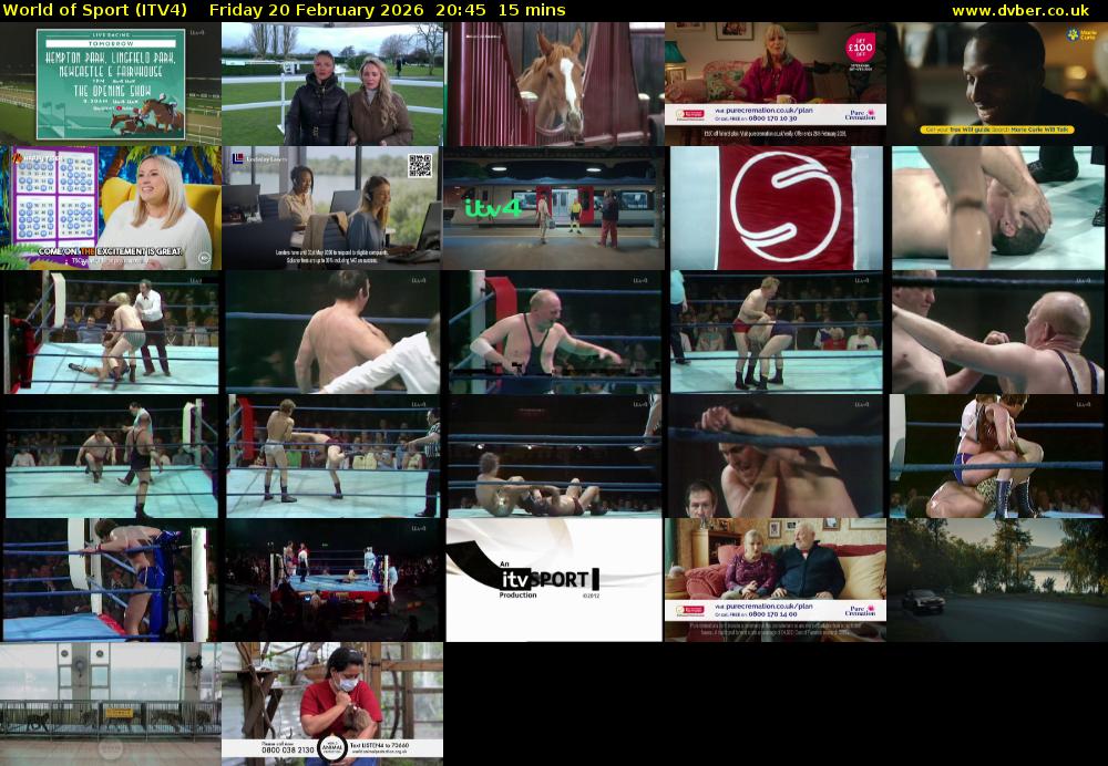 World of Sport (ITV4) Friday 20 February 2026 20:45 - 21:00