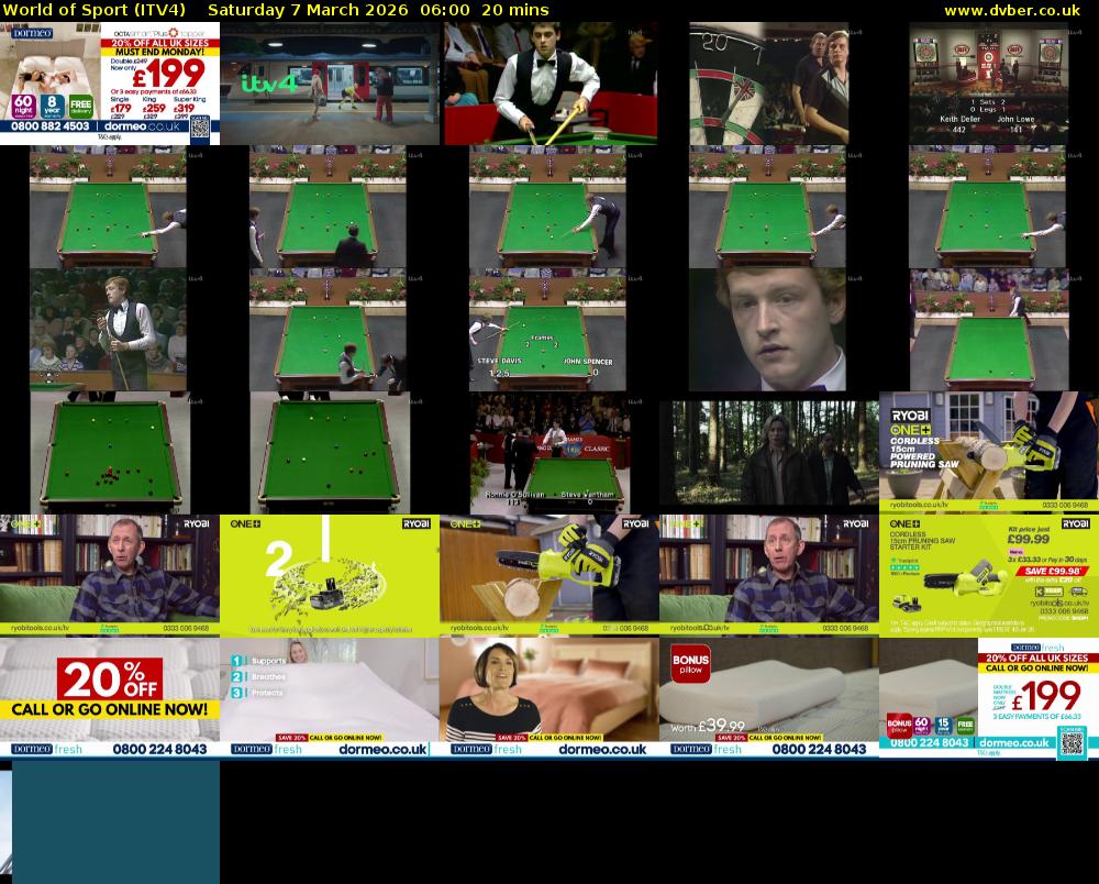 World of Sport (ITV4) Saturday 7 March 2026 06:00 - 06:20