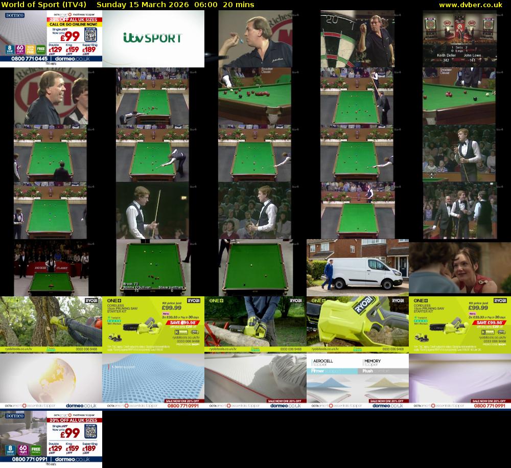 World of Sport (ITV4) Sunday 15 March 2026 06:00 - 06:20