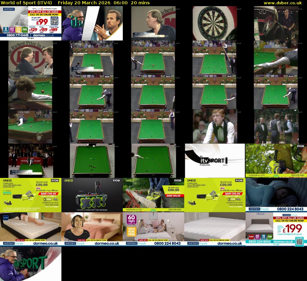 World of Sport (ITV4) Friday 20 March 2026 06:00 - 06:20