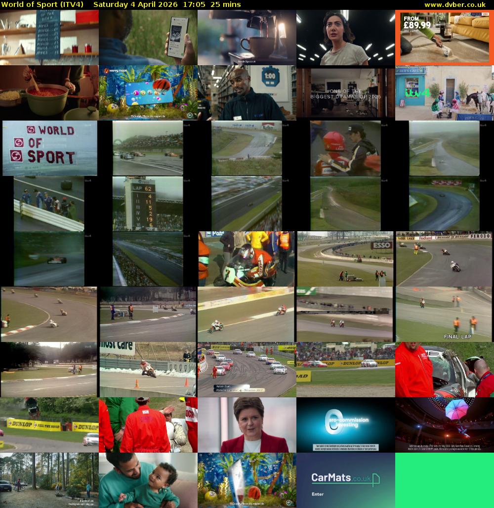 World of Sport (ITV4) Saturday 4 April 2026 17:05 - 17:30