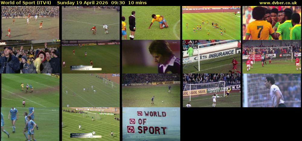 World of Sport (ITV4) Sunday 19 April 2026 09:30 - 09:40