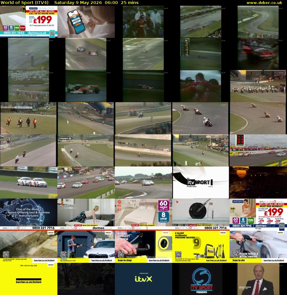 World of Sport (ITV4) Saturday 9 May 2026 06:00 - 06:25