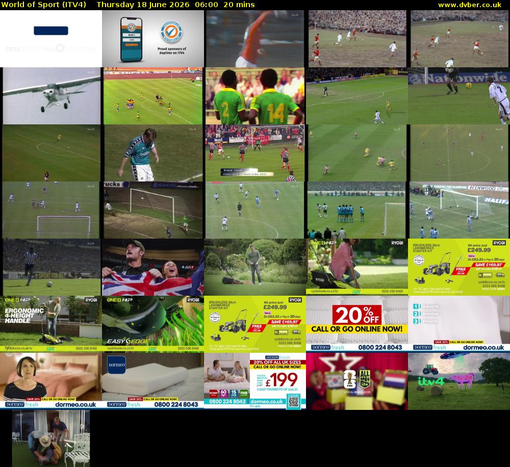 World of Sport (ITV4) Thursday 18 June 2026 06:00 - 06:20