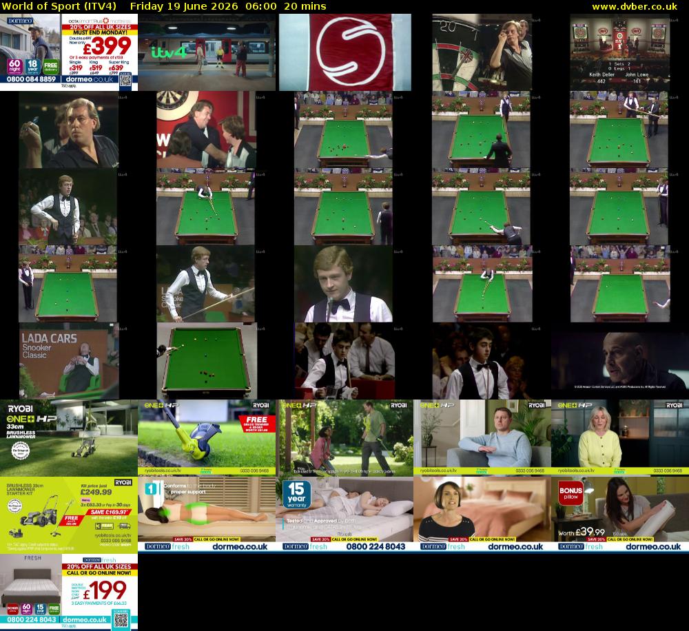 World of Sport (ITV4) Friday 19 June 2026 06:00 - 06:20