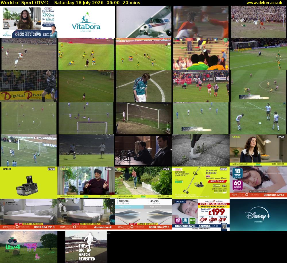 World of Sport (ITV4) Saturday 18 July 2026 06:00 - 06:20