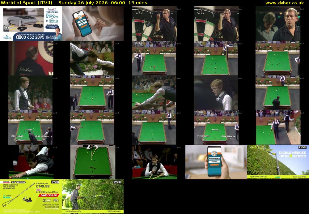 World of Sport (ITV4) Sunday 26 July 2026 06:00 - 06:15