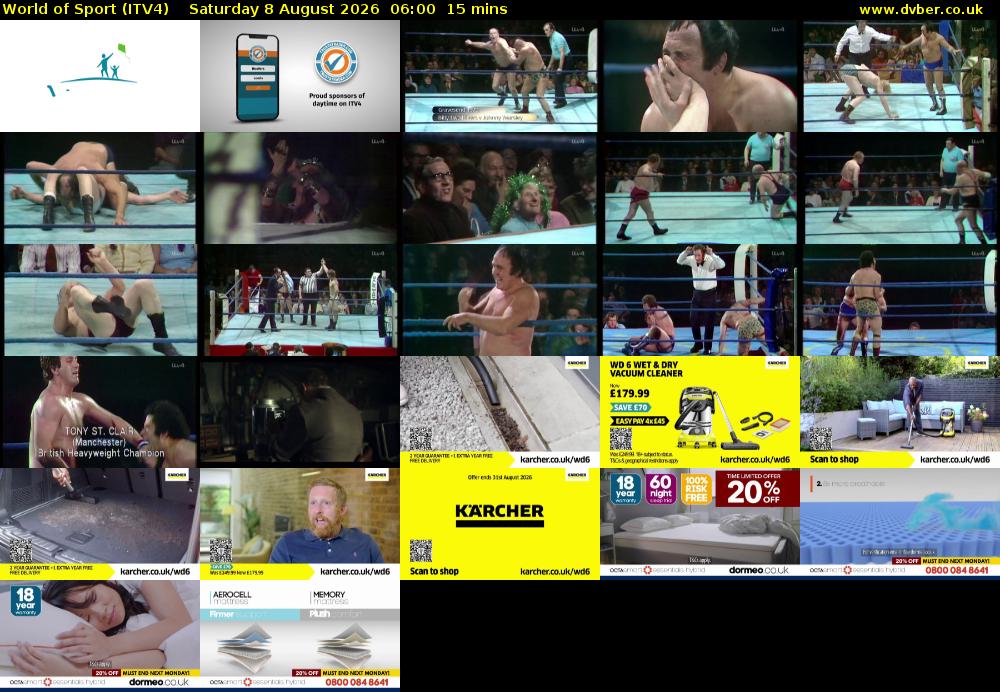 World of Sport (ITV4) Saturday 8 August 2026 06:00 - 06:15