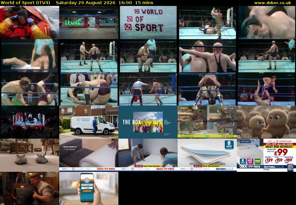 World of Sport (ITV4) Saturday 29 August 2026 16:00 - 16:15