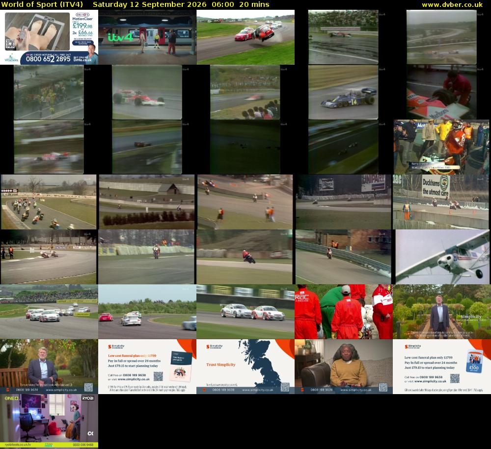 World of Sport (ITV4) Saturday 12 September 2026 06:00 - 06:20