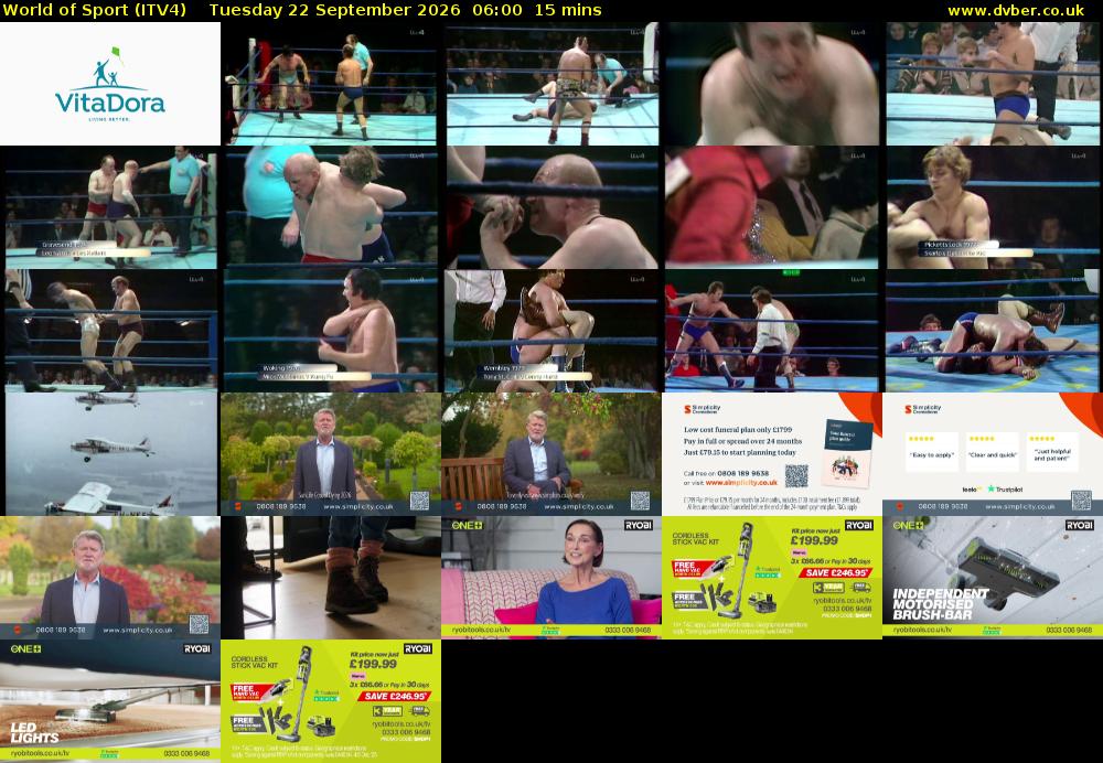 World of Sport (ITV4) Tuesday 22 September 2026 06:00 - 06:15
