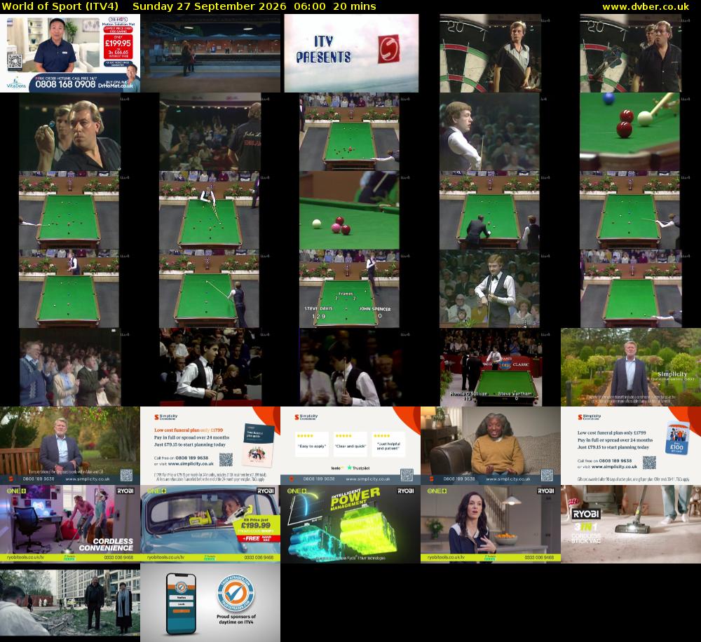 World of Sport (ITV4) Sunday 27 September 2026 06:00 - 06:20