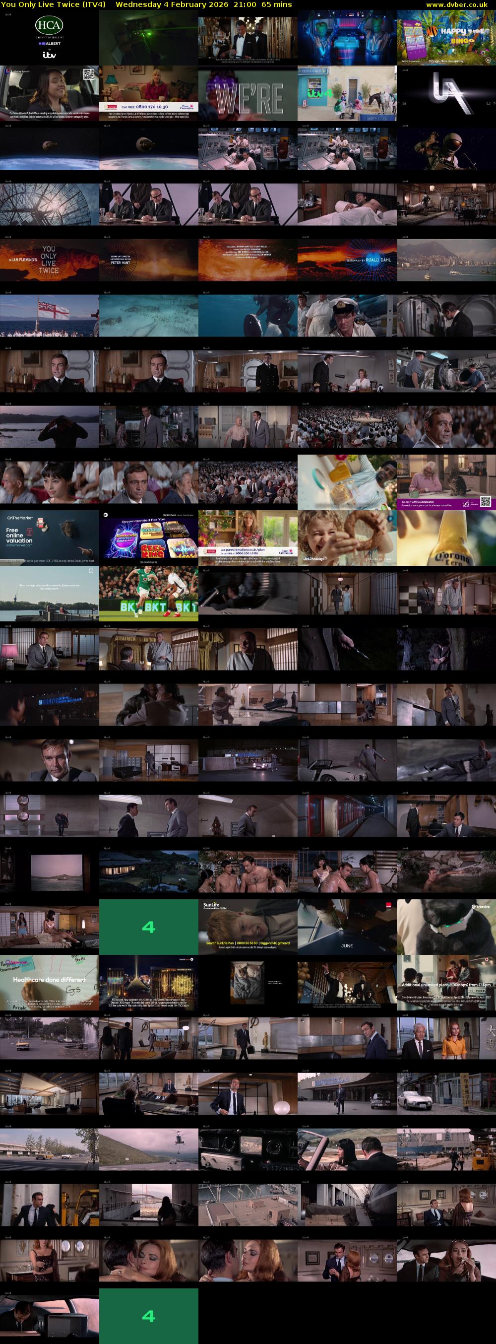 You Only Live Twice (ITV4) Wednesday 4 February 2026 21:00 - 22:05