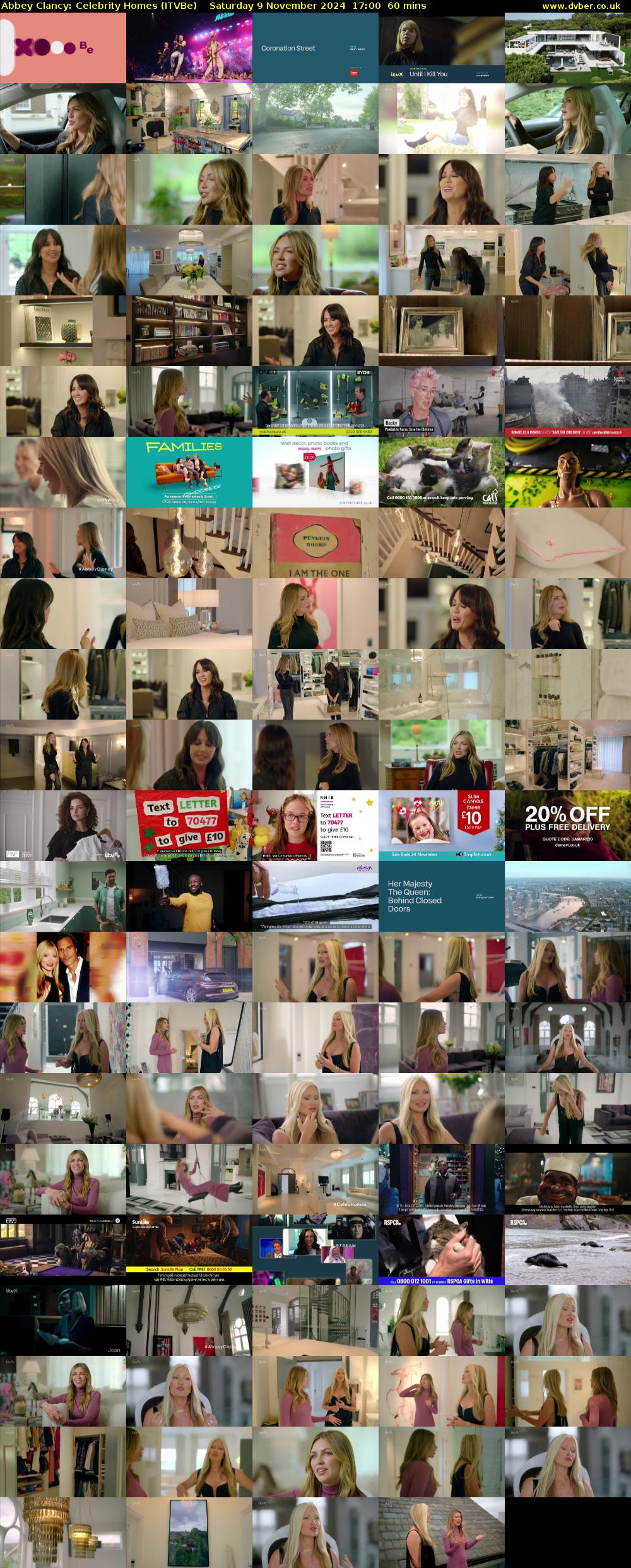 Abbey Clancy: Celebrity Homes (ITVBe) Saturday 9 November 2024 17:00 - 18:00