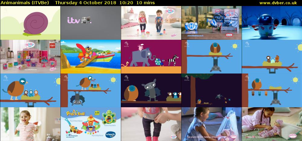 Animanimals (ITVBe) Thursday 4 October 2018 10:20 - 10:30