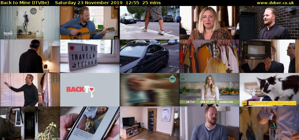 Back to Mine (ITVBe) Saturday 23 November 2019 12:55 - 13:20