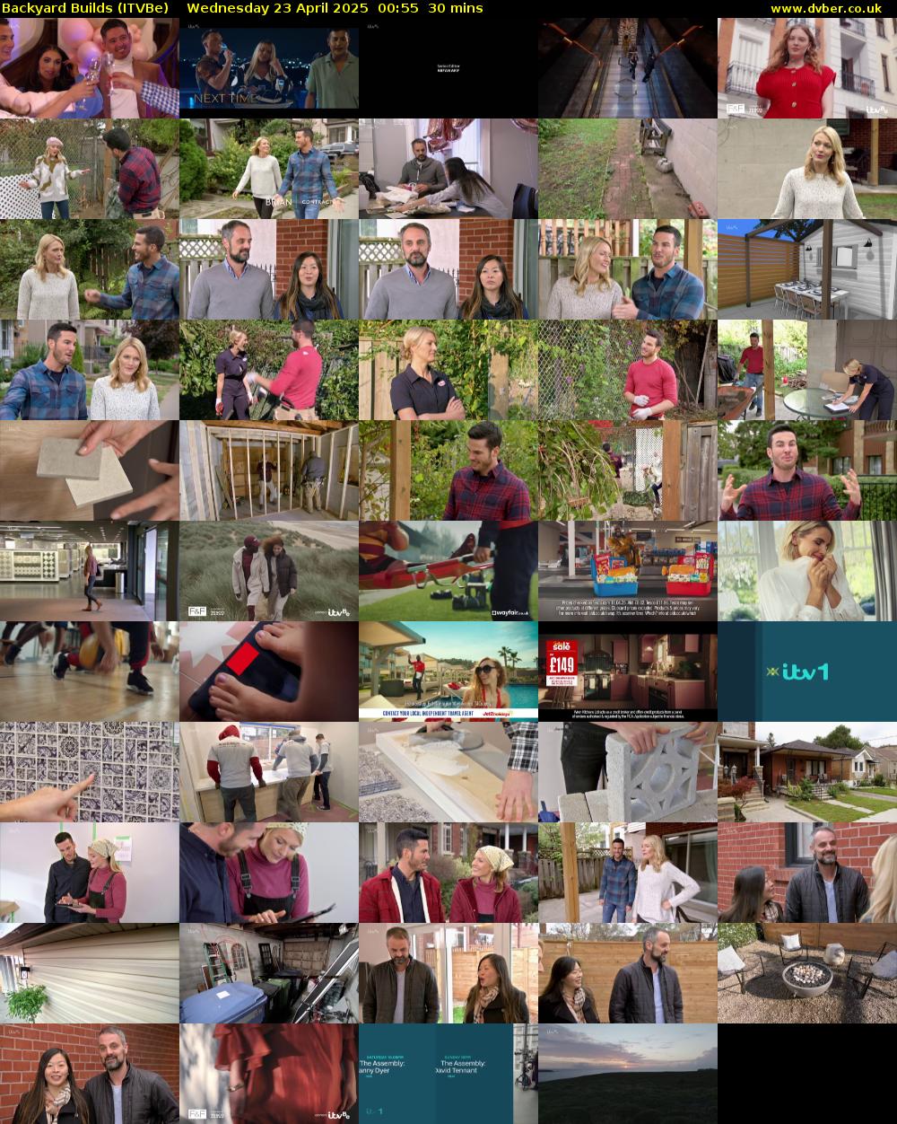 Backyard Builds (ITVBe) Wednesday 23 April 2025 00:55 - 01:25