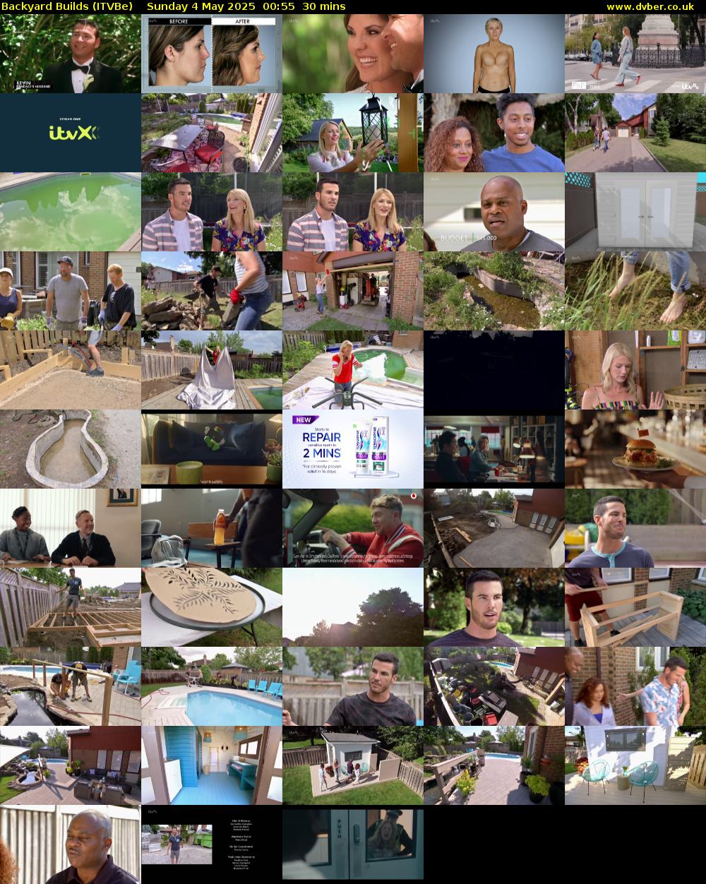 Backyard Builds (ITVBe) Sunday 4 May 2025 00:55 - 01:25