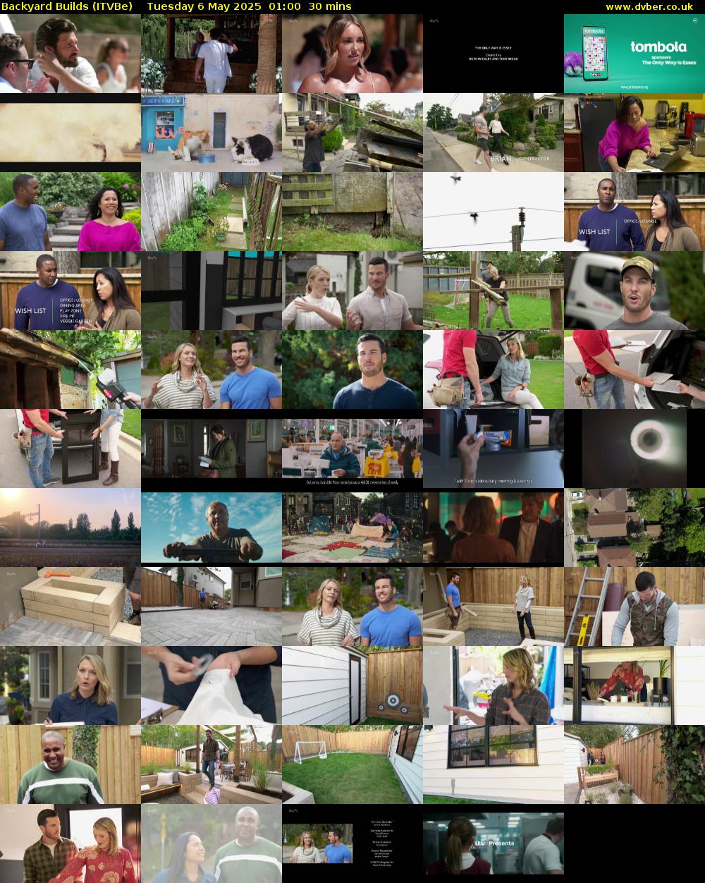 Backyard Builds (ITVBe) Tuesday 6 May 2025 01:00 - 01:30