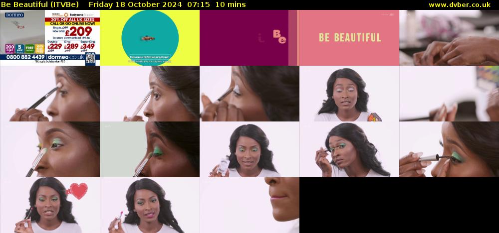 Be Beautiful (ITVBe) Friday 18 October 2024 07:15 - 07:25