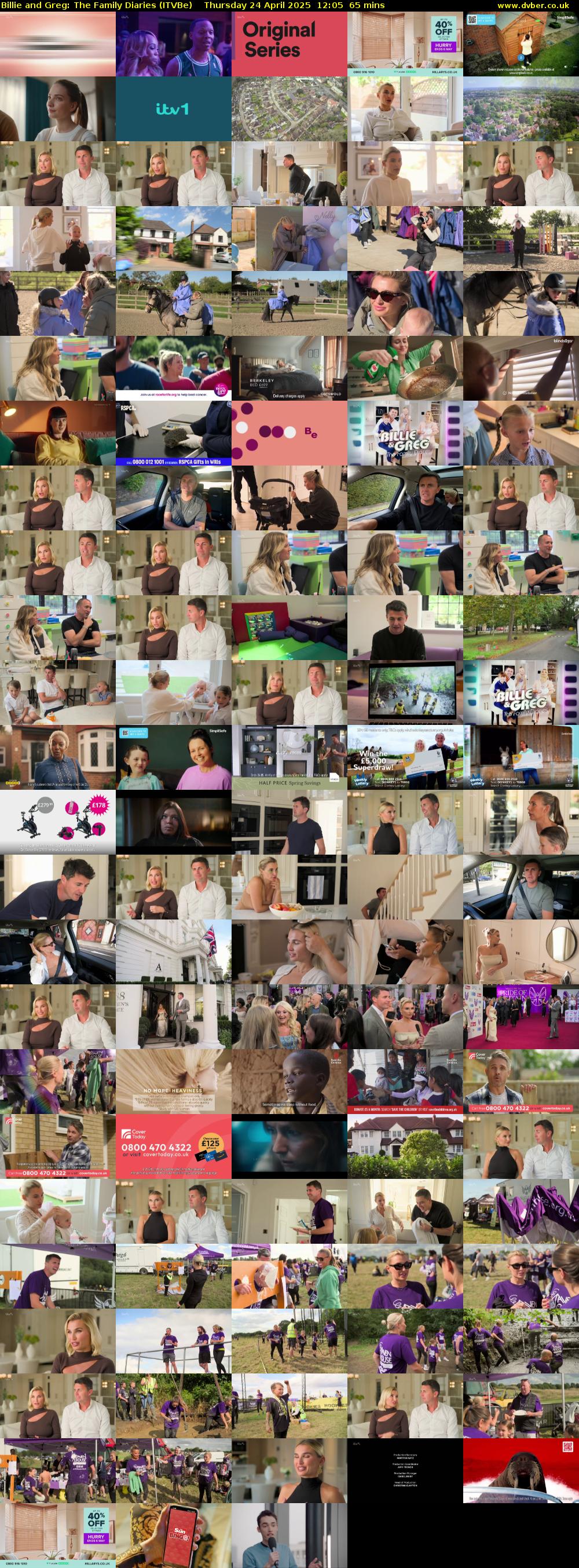 Billie and Greg: The Family Diaries (ITVBe) Thursday 24 April 2025 12:05 - 13:10