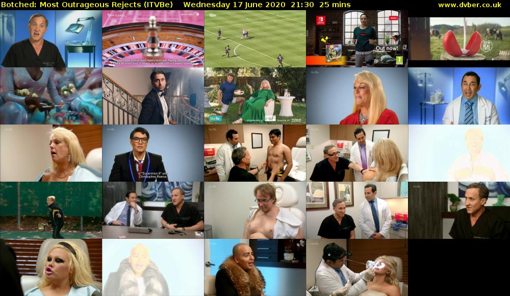 Botched: Most Outrageous Rejects (ITVBe) Wednesday 17 June 2020 21:30 - 21:55