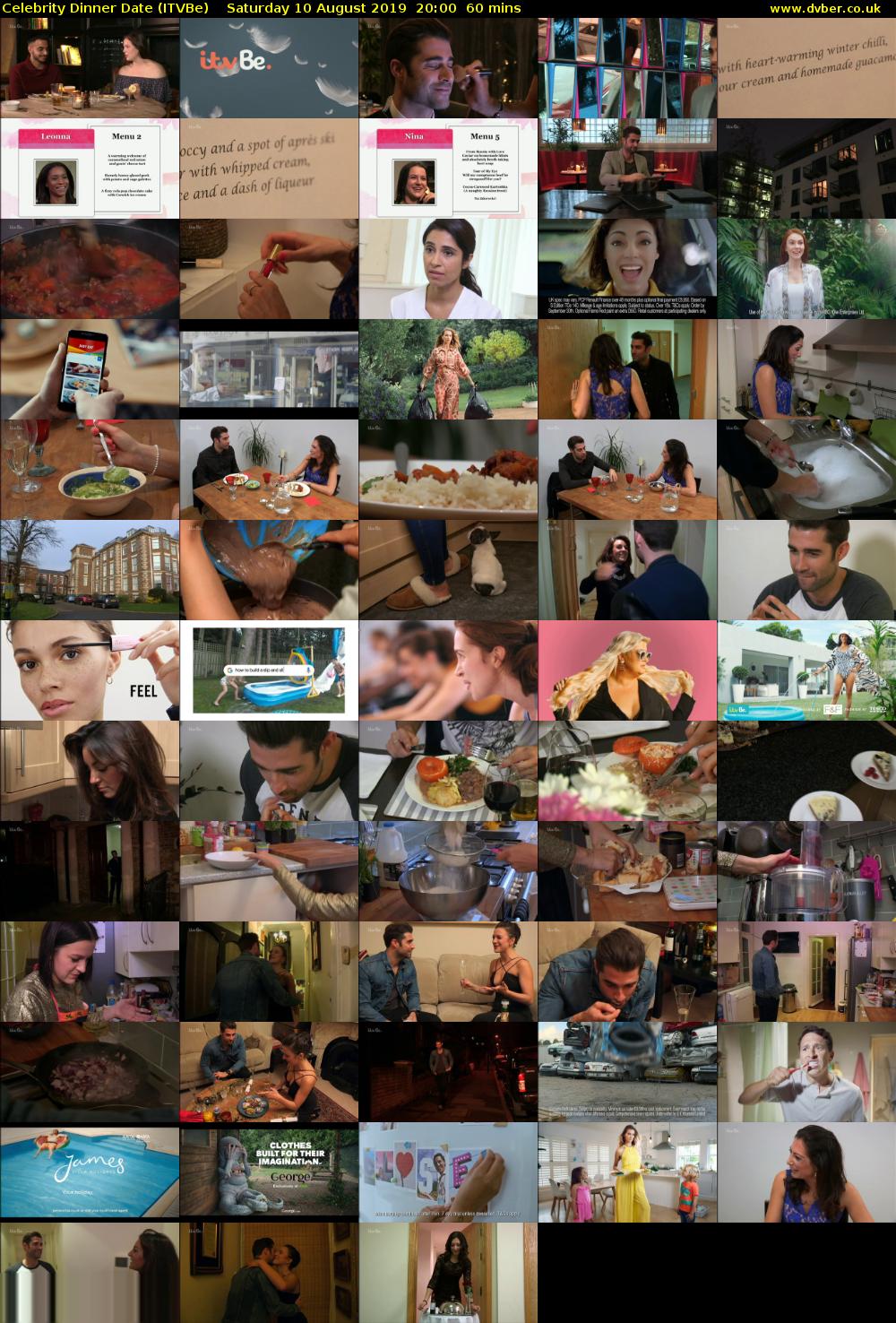 Celebrity Dinner Date (ITVBe) Saturday 10 August 2019 20:00 - 21:00